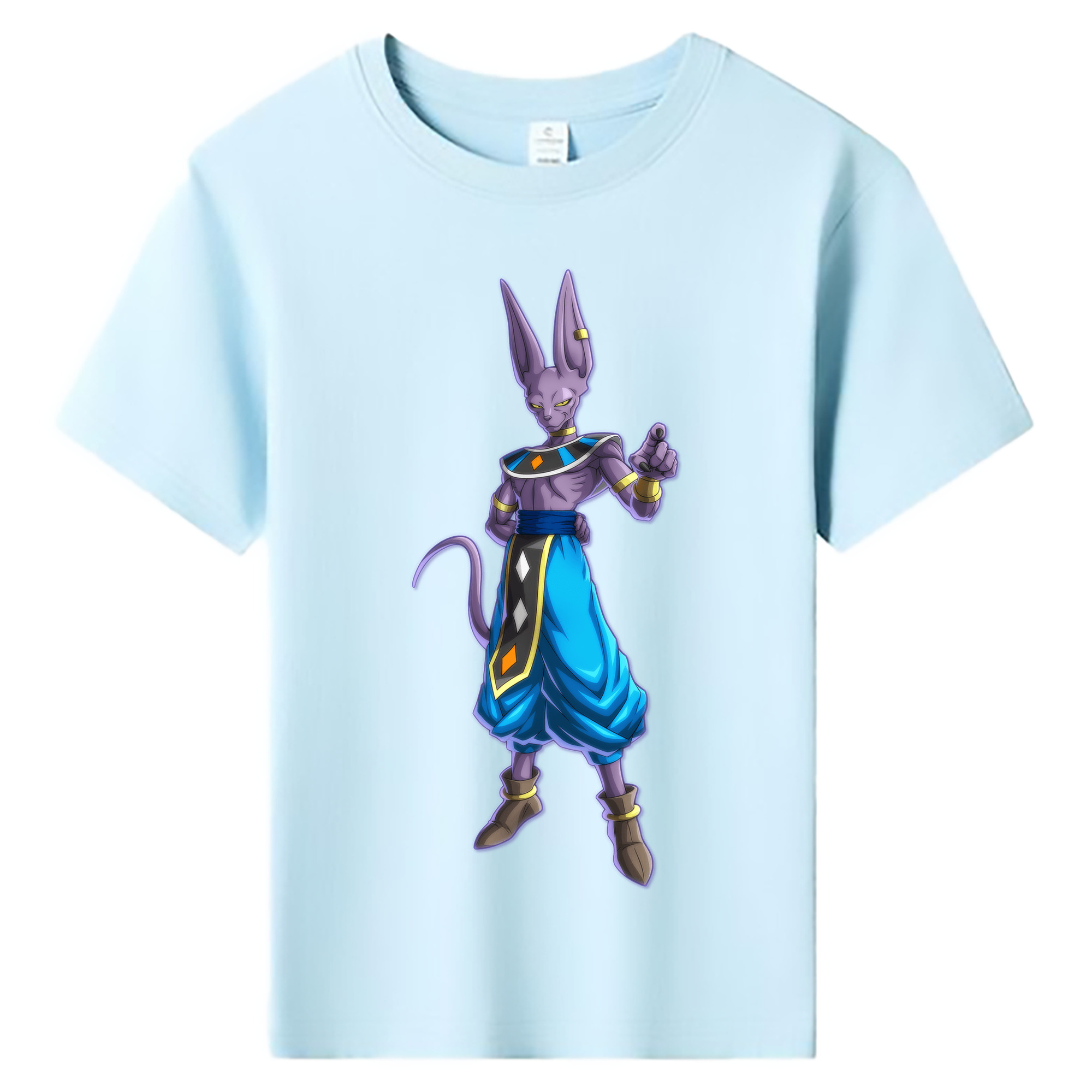 （画像用） ドラゴンボール ビルス 破壊神ビルス DRAGON BALL Beerus Birusu 綿100％キッズTシャツ（フロントプリント）